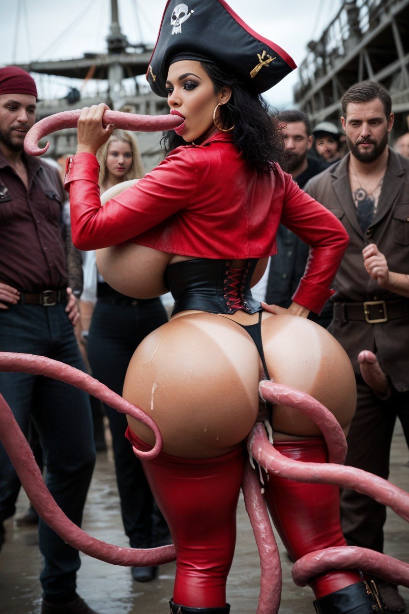 Kraken Tentacle Gangbang, Pirate Ship, Tentacle Squeezing Breast Travesti IA Pornô