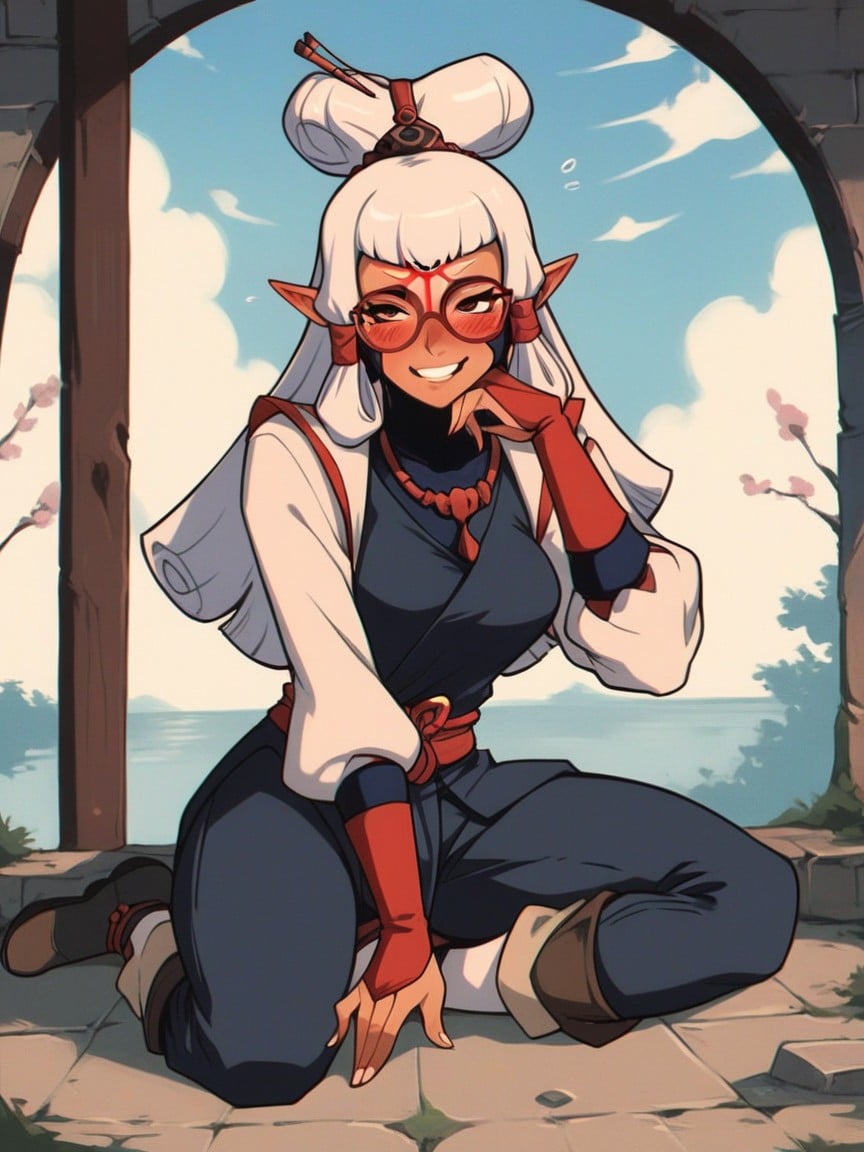 Paya Legend Of Zelda Of The Kingdom, Blushing, Red Round GlassesAI黃漫