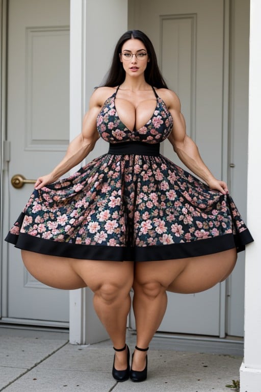 Hourglass Figure, Pitch Black Hair, Extremely Wide PenisPorno IA transsexuelle