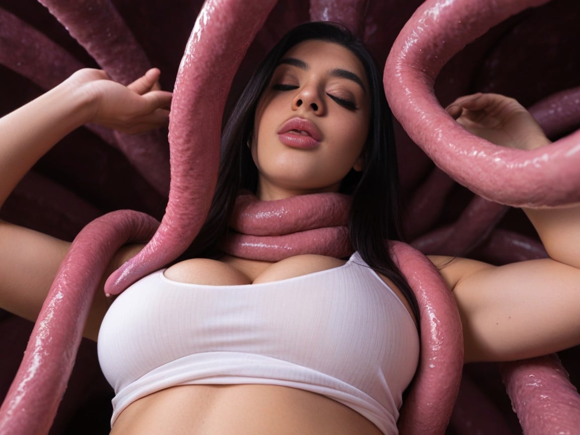 White Tank Top, Bottom Up, Tentacles Wrapped Around Body And Stomach Furry AI Porn