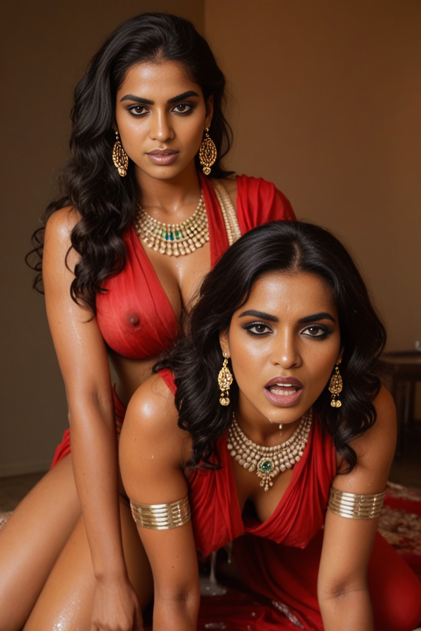 Thigh High Zip Up Silk Boots, Looking At Viewer, Indian Wedding Party AI Porn