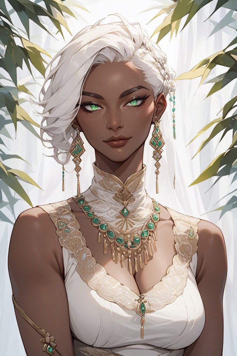 Wedding Dress, Green Eyes, Light Skin African Furry AI Porn