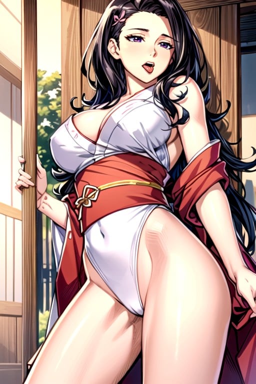 Nezuko Sticks Her Tongue In Mitsuri's Pussy And Jerks Off Her Own Pussy Comic, Peito Arredondado, Naked Mitsuri And Nezuko In Kimono From Demon Slayer Blade Pornografia asiática com IA