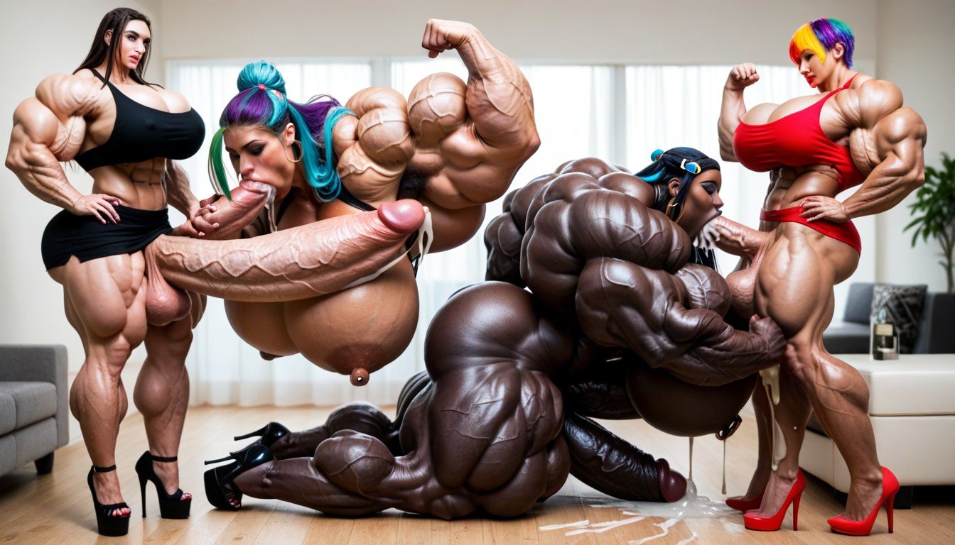 Oiled Tan Skin, 射精, Hyper Massive MusclesゲイAIポルノ