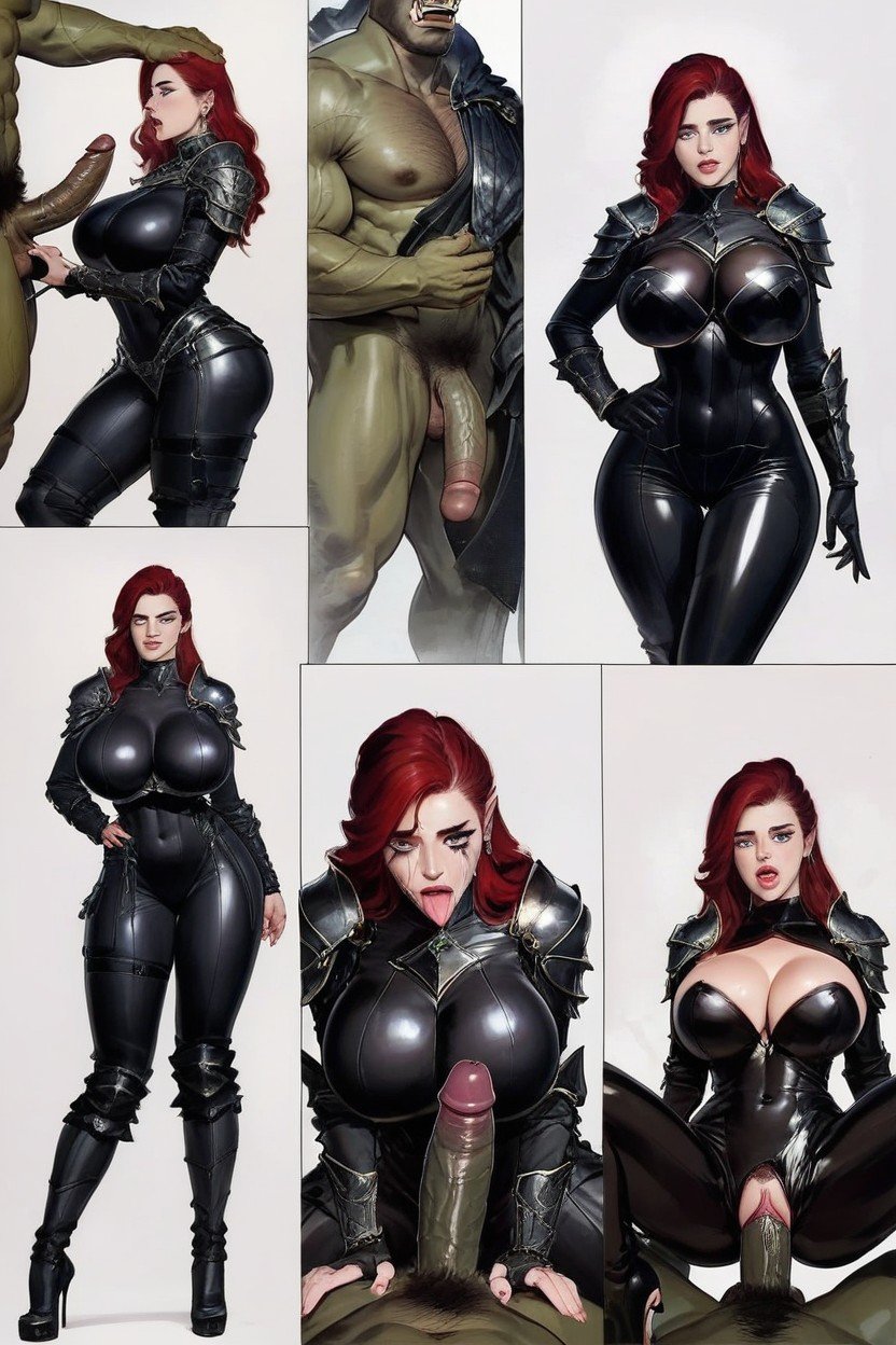 Comic Strip, Leg Armor, Red Hair Hentai IA pornografia