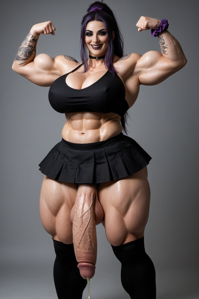Ultra Wide Hips, Extra Long Thigh High Socks, Excessively Large Balls AI Porn