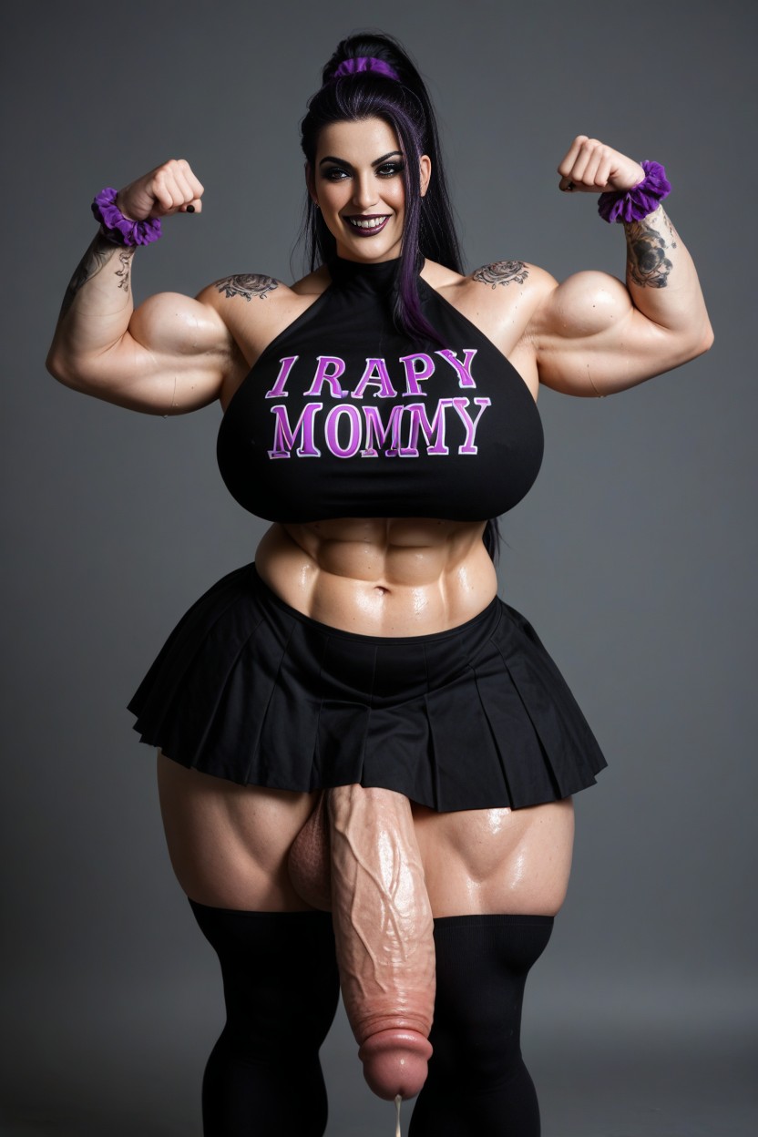 Extra Long Thigh High Socks, Sweaty, Flexing Biceps AI Porn