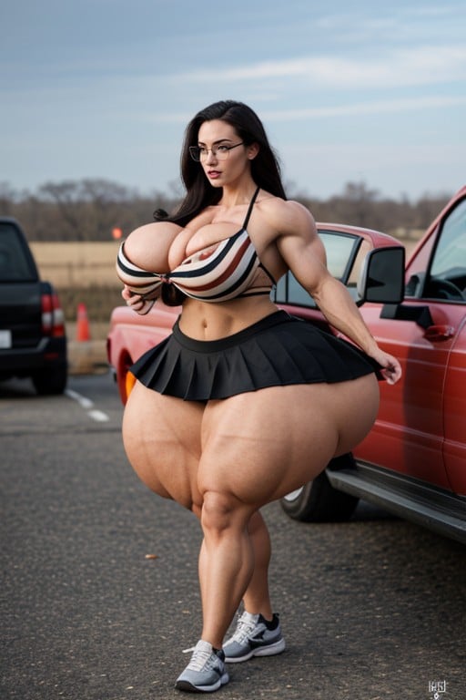 Fully Clothed, Muscular, Muscular Striated Thighs Shemale AI Porn