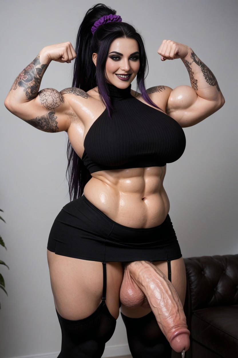 Sweaty, Flexing Biceps, Impossible Massive Muscular Legs AI Porn
