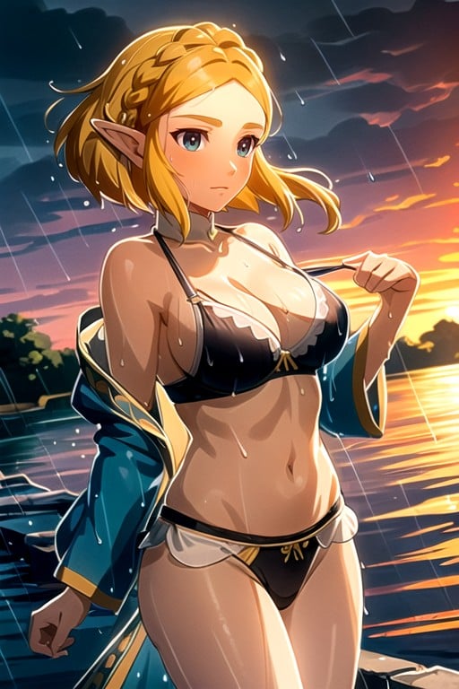 Zelda (the Legend Of Zelda), Vento No Cabelo, Cabelo Longo Hentai IA pornografia