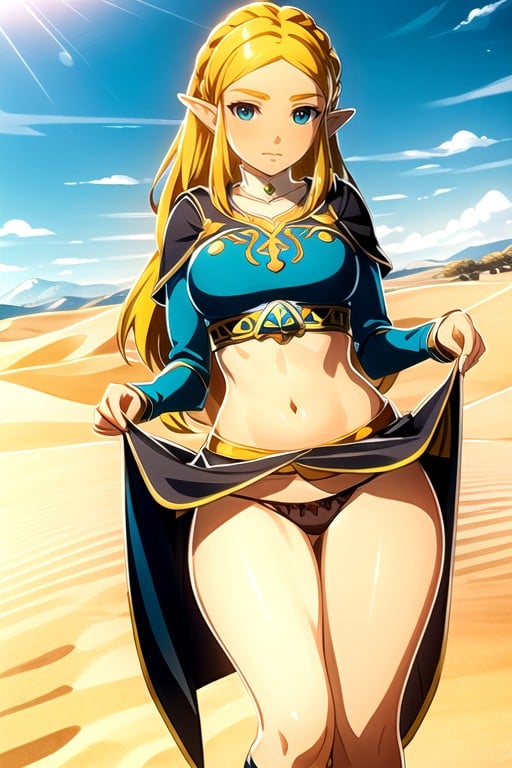 Desert, Zelda (the Legend Of Zelda), Lifting Skirt Shemale AI Porn