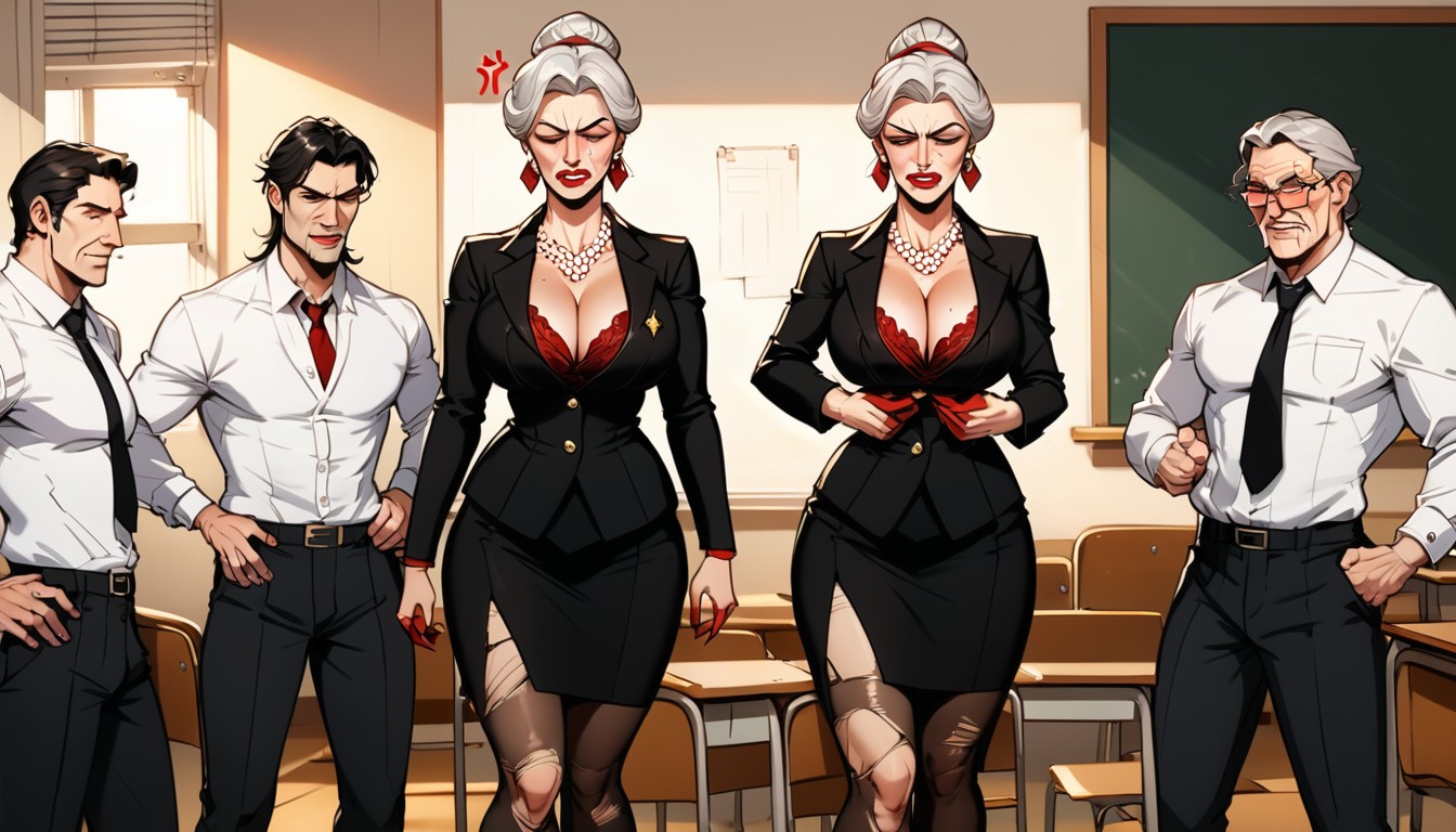 The Men Tug At Her Clothes, American, Anger Vein AI Porn
