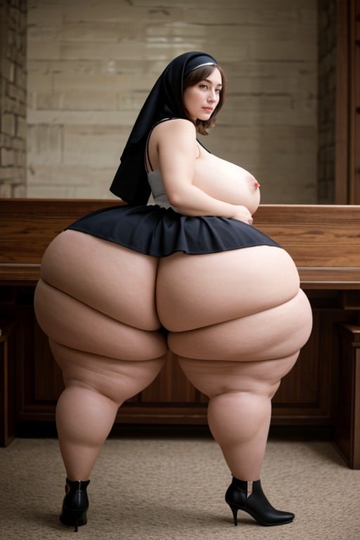 Extremely Large Ass, Front View, Nun AI Gay Porn