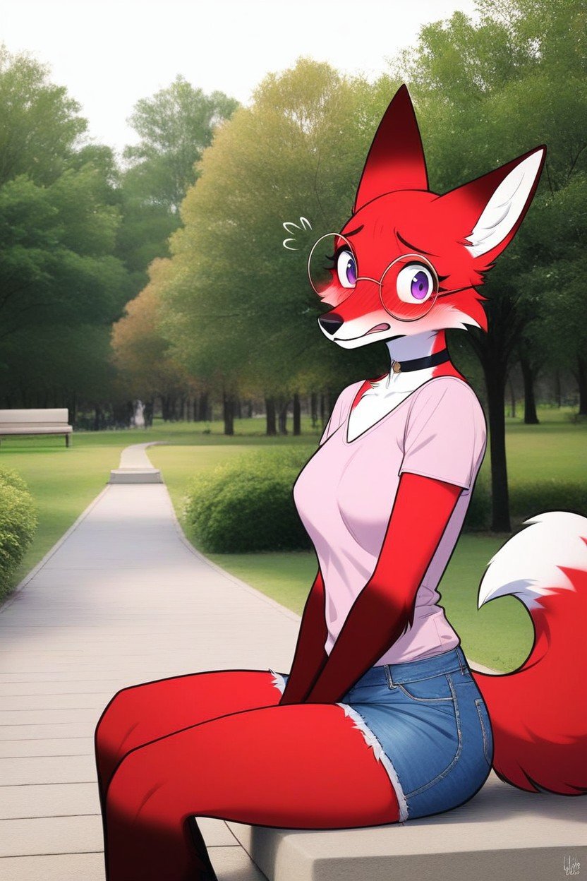 Tall, Denim Shorts, Red Furry Fox WomanAI同性恋黄片