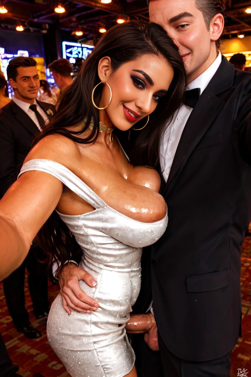 Off Shoulder, Deep Cleavage, Man In Suit AI Porn