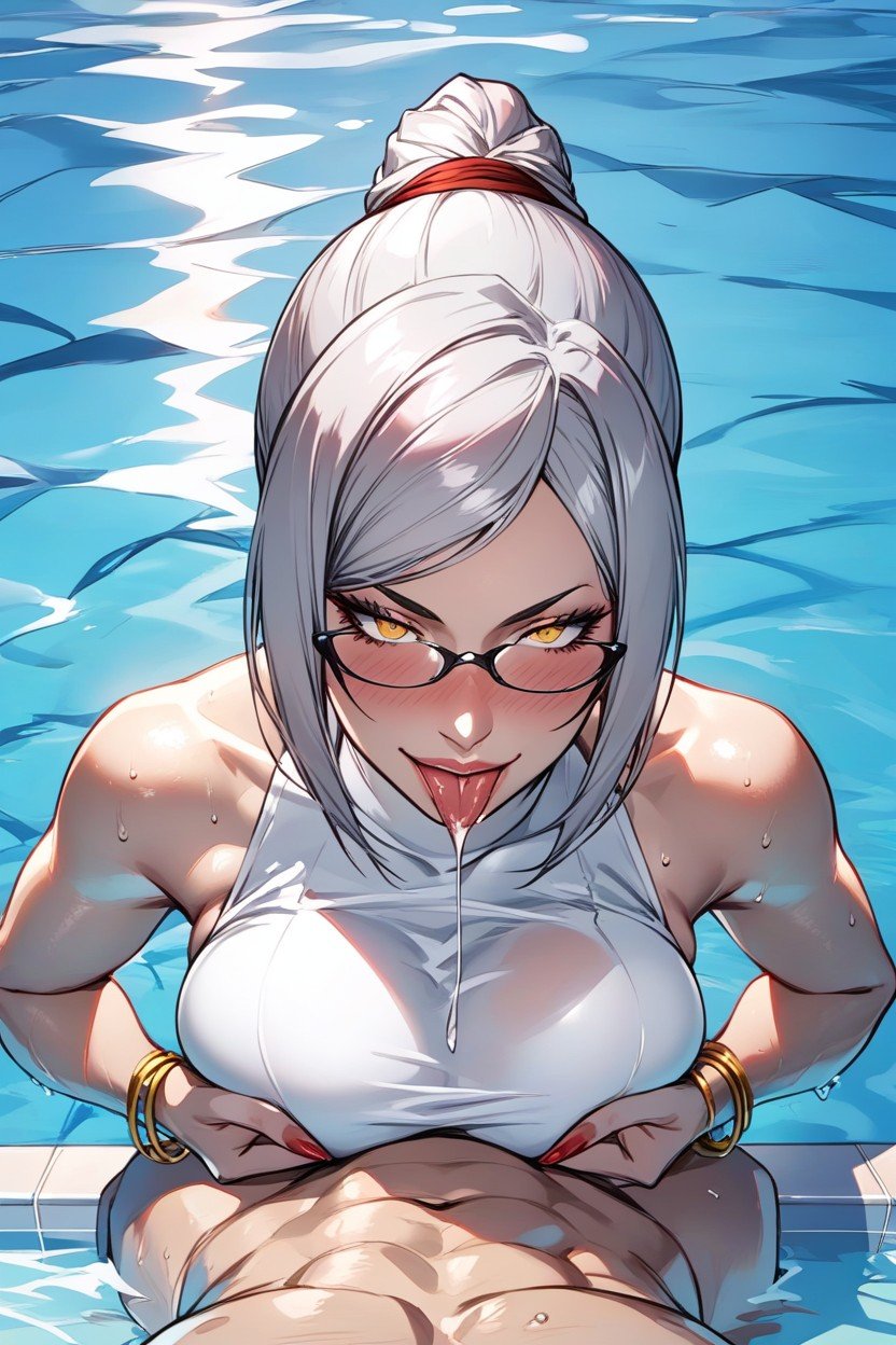 Piscine, Human Male Under Meiko Shiraki, EspièglePorno IA Hentai