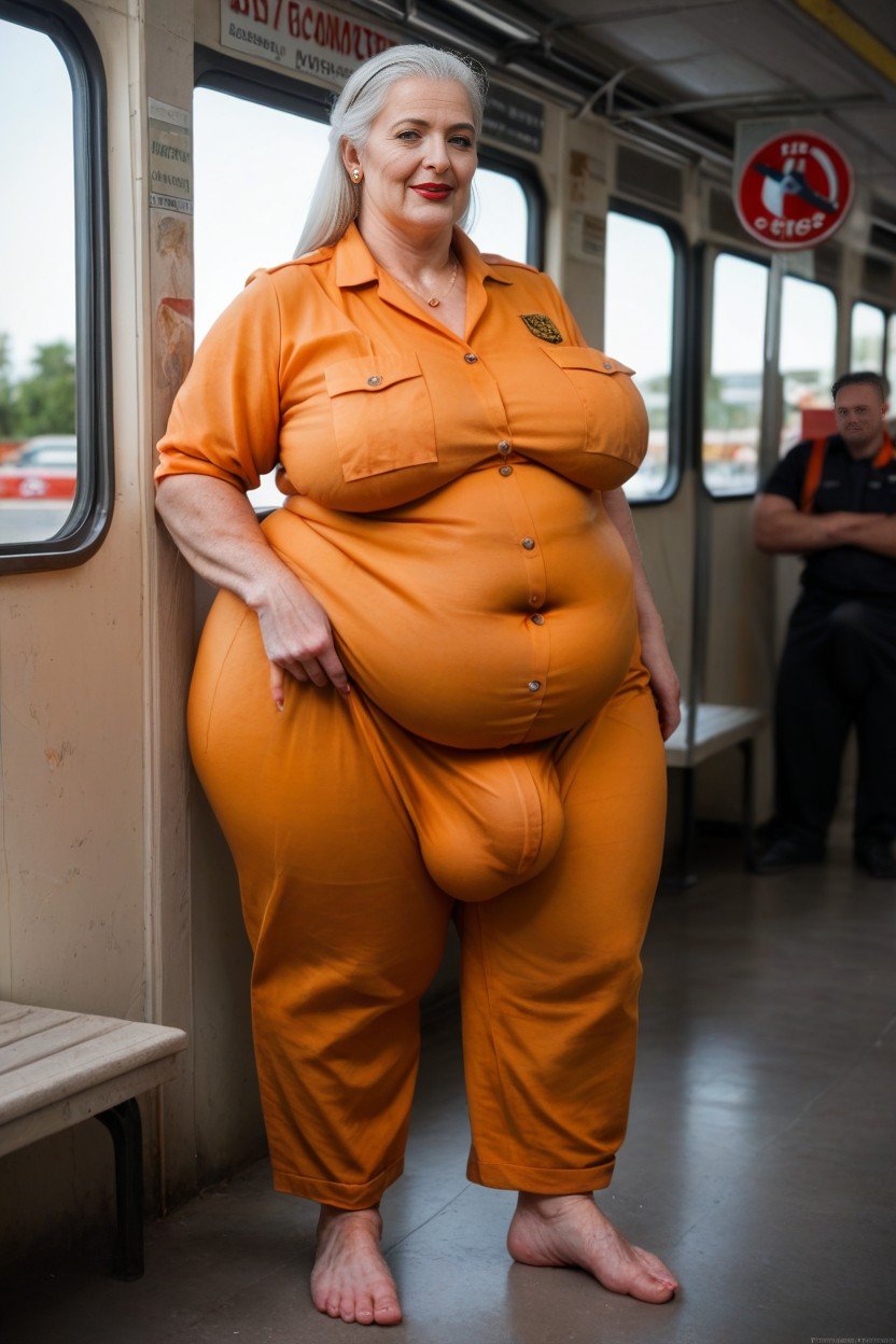 Fully Clothed, Big Belly, Orange JumpsuitPorno IA Gay