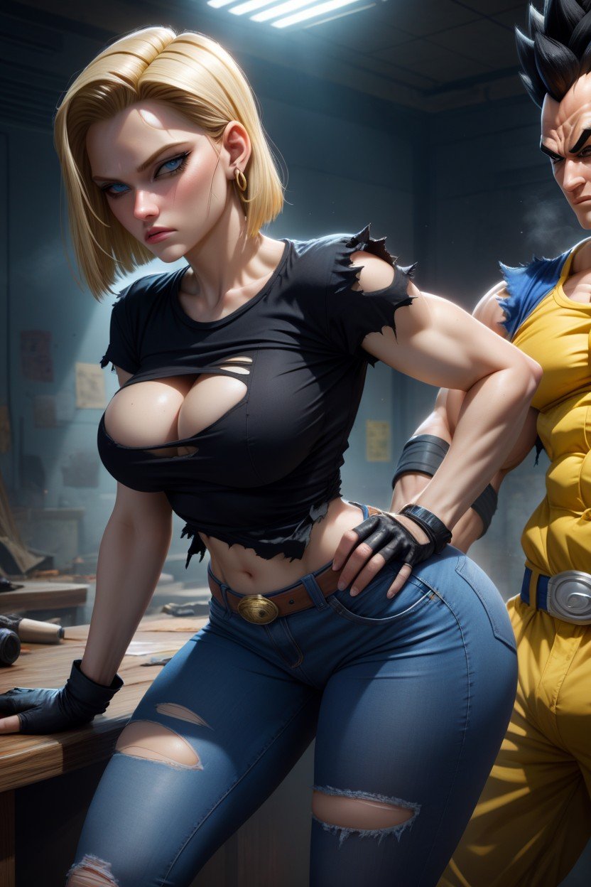 18+, Sexier, Realistic Android Fighting Vegeta Torn Shirt Bent Over ExhaustedPorno IA transsexuelle