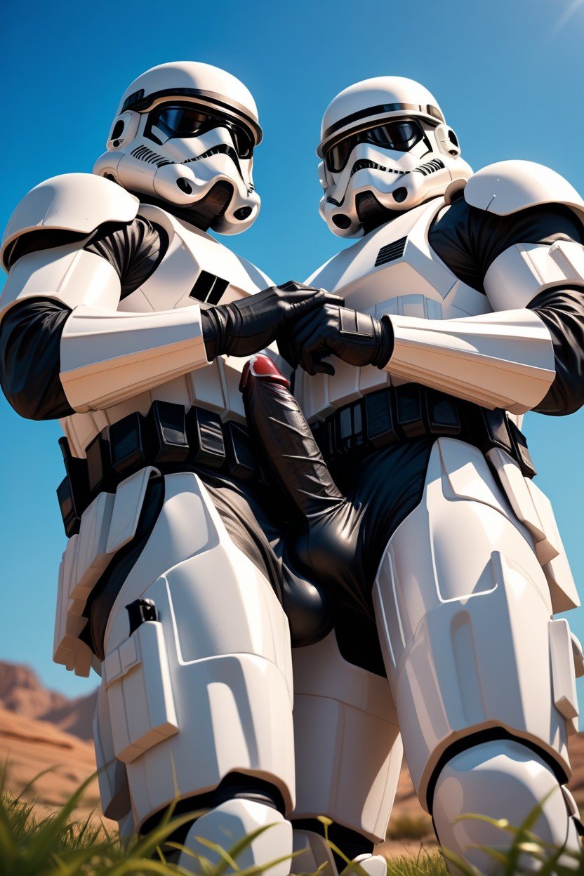 Grabbing Ass, Leaking Precum Through Clothes, Male Stormtrooper AI Gay Porn