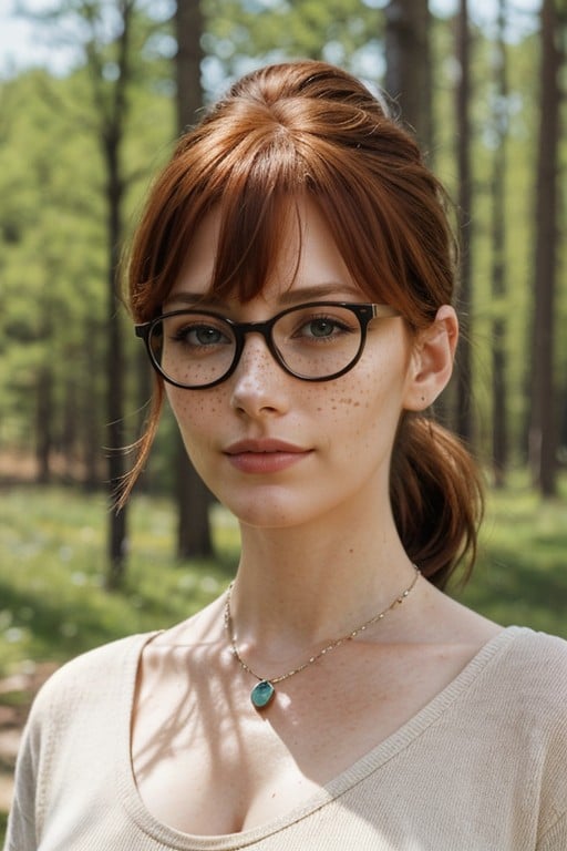 Forest, Black Round Glasses, Bracelet Hentai AI Porn