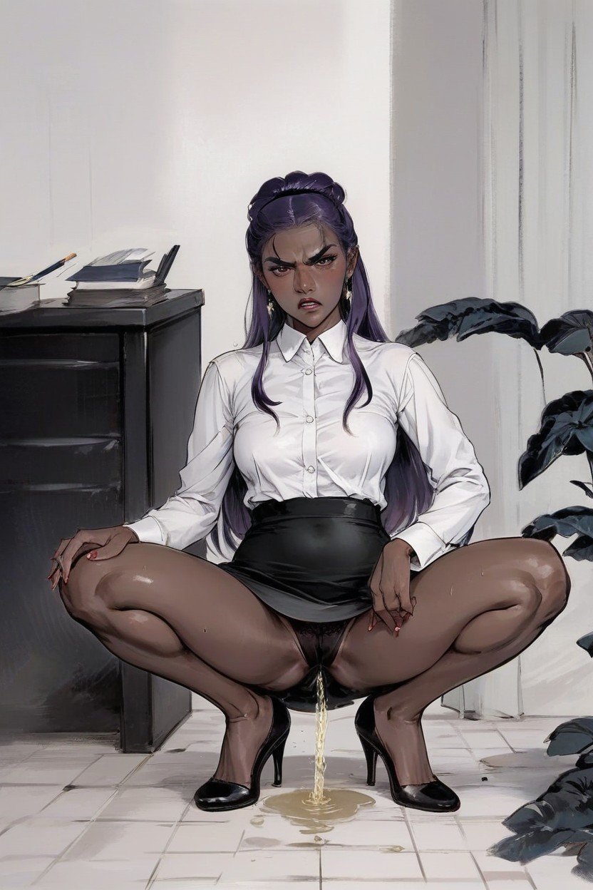 Pee Pee, Purple Hair, Full Body Hentai AI Porn