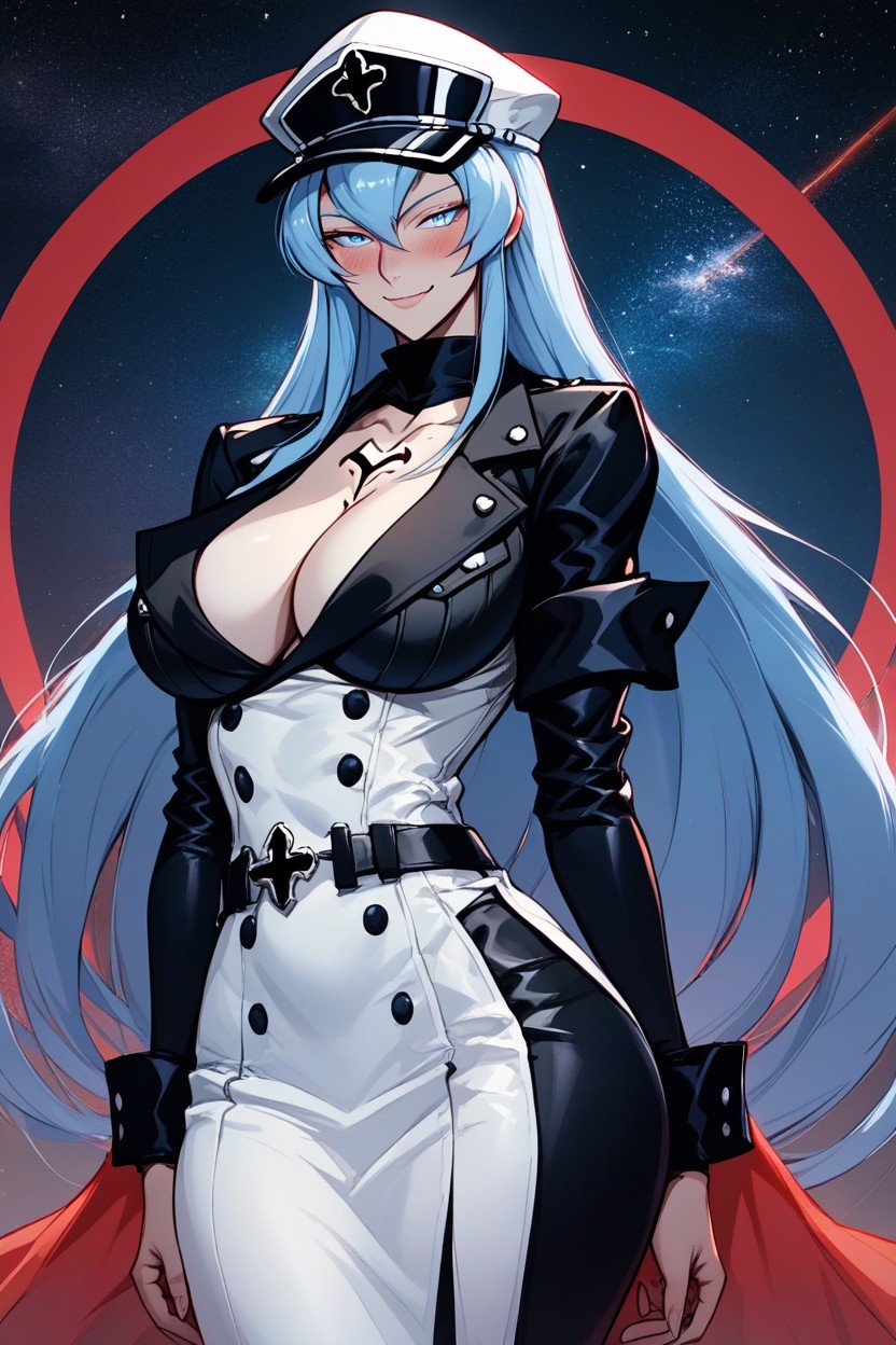 Looking Down At Viewer, Esdeath From Akame Ga Kill, Black Knight CostumePorno IA Hentai