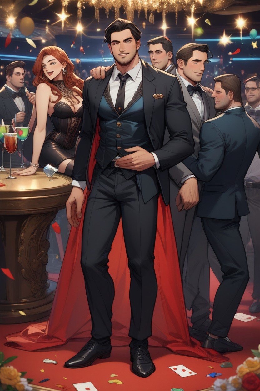 18+, Gorgeous Man Wearing Corset And Dress Suit, Man Wearing Fancy Corset With Dress Pants And ShoesAI同性戀黃片