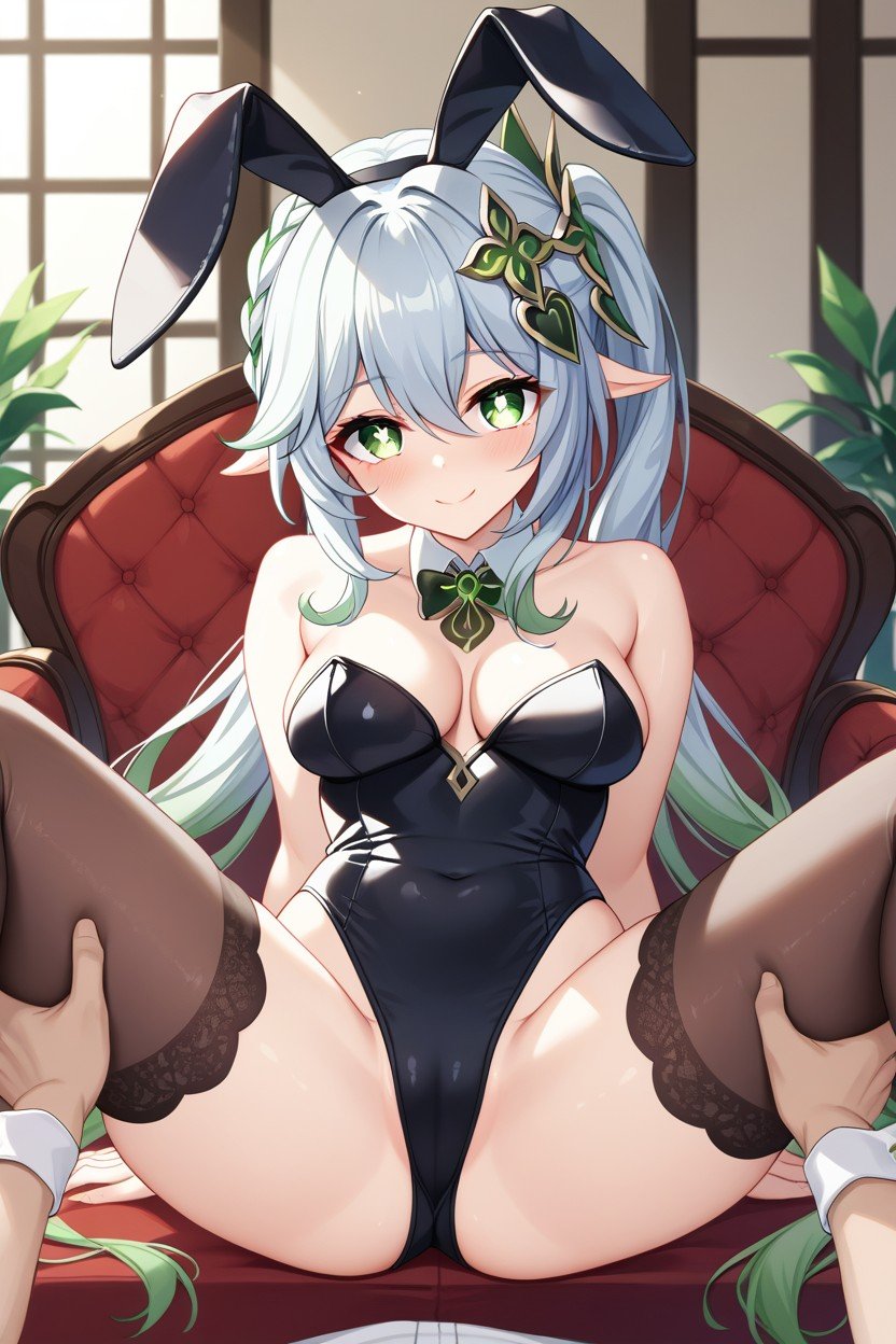 Sitting Down Legs Spread, Bunny Costume, Looking At Viewer Hentai AI Porn