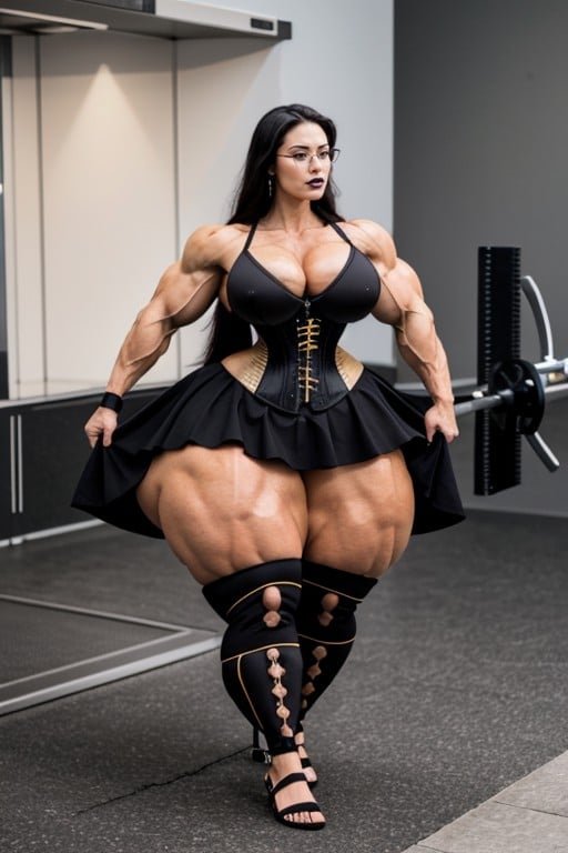 Gigantic Muscles, Thick Curvy Muscular Woman, Hyper Bimbo Shemale AI Porn