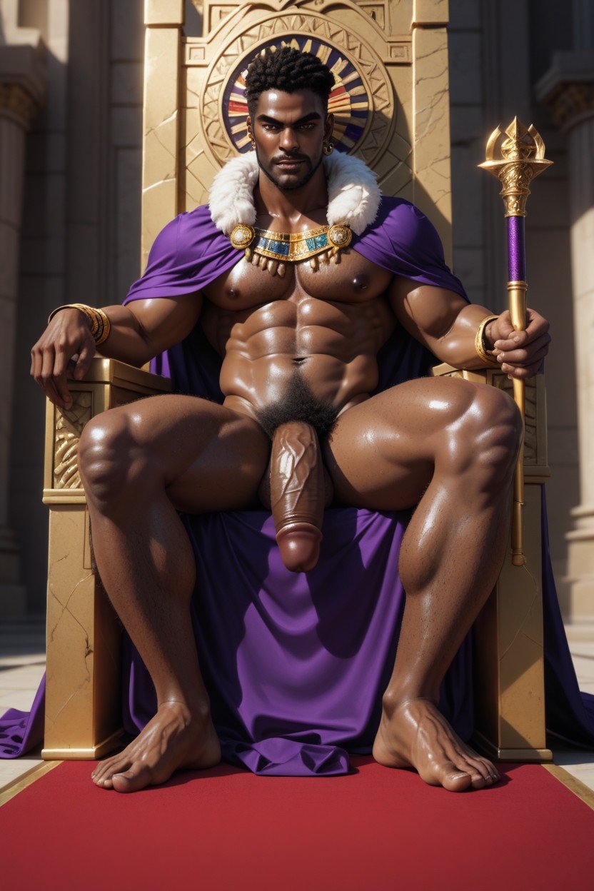 Wearing Dark Purple Cape With White Fur Collar, Hairy Legs, 18+ AI Gay Porn