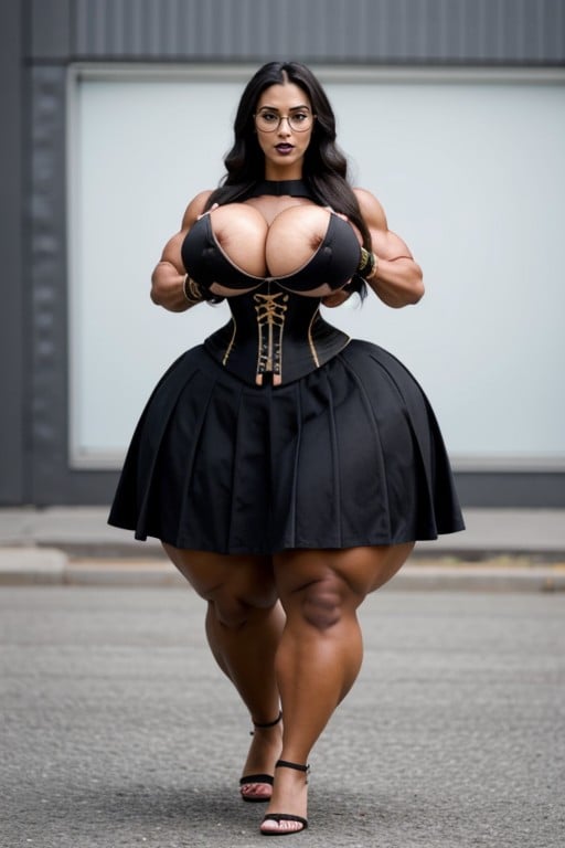 Fully Clothed, Hyper Bimbo, Extremely Muscular Travesti IA Pornô