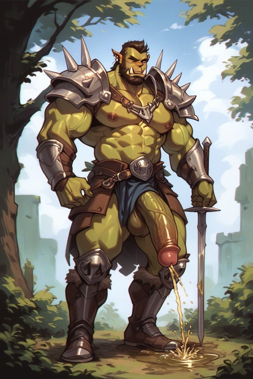 Male Orc Protagoniste, Huge Cock, MuscularAI黄漫