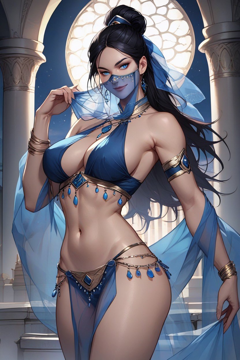 Long Black Hair, Rounded Breasts, Perfect BodyHentai IA