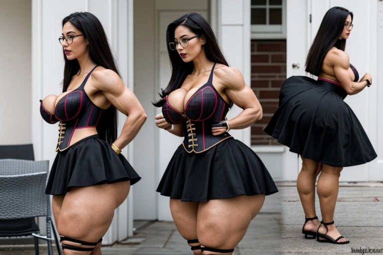 Bulging Breasts, Massive Hyper Muscles, Thick Curvy Muscular Woman人妖AI色情