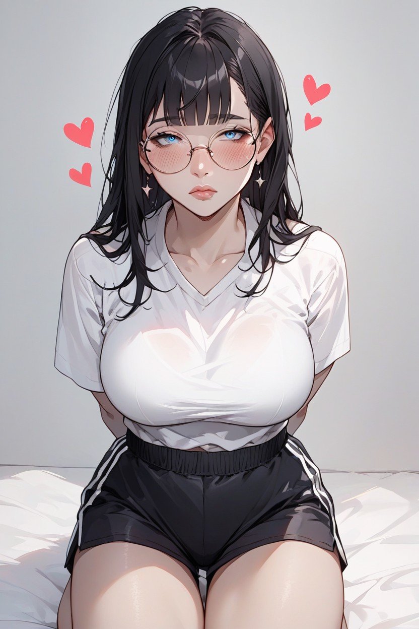 Round Glasses, Black Hair, Visage FatiguéPorno IA Hentai