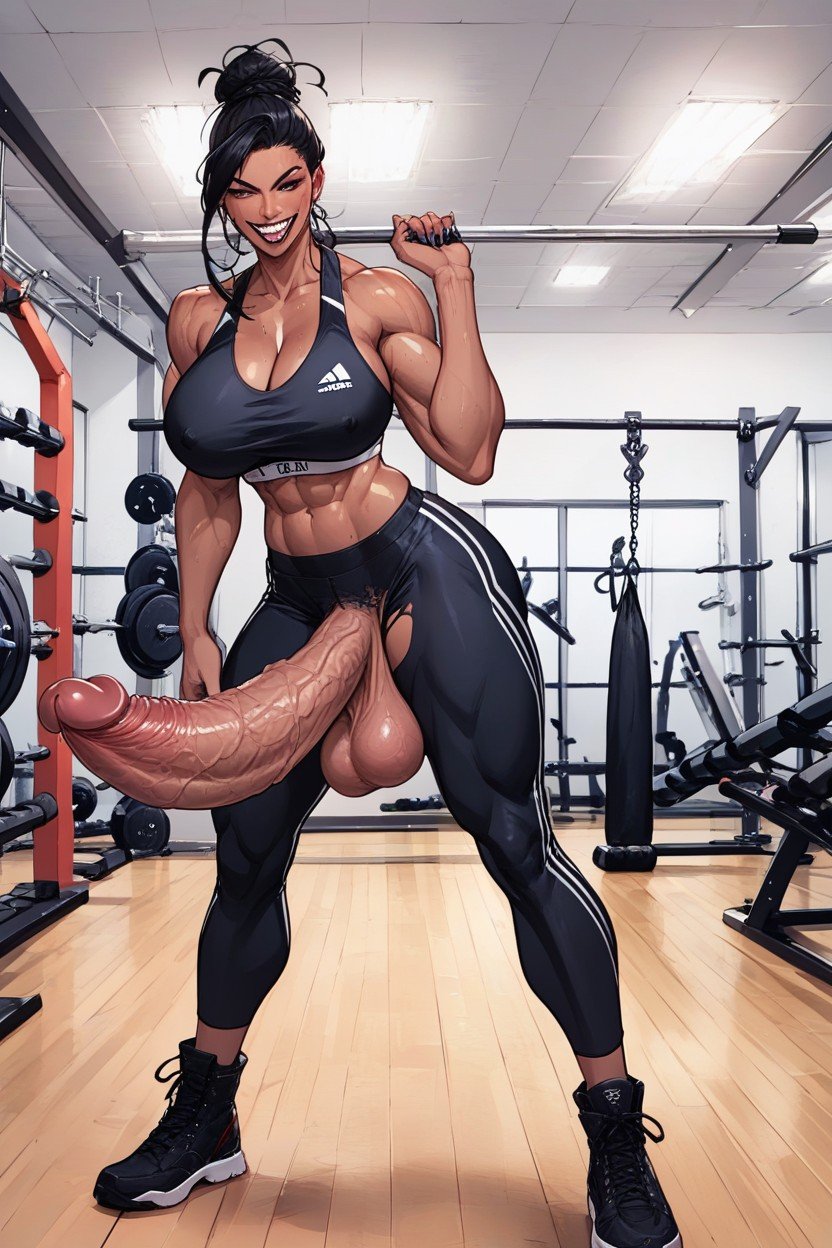 And Jet Black Hair, Futanari, A Muscular Yet Curvy BuildPorno IA Hentai