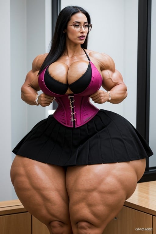 Long Skirt, Muscular Striated, Bulging Lines Furry AI Porn