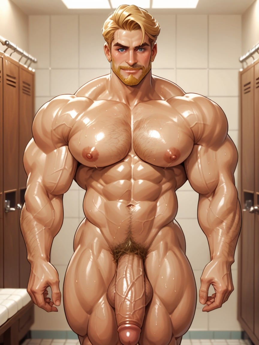 Changing Room, Shower, Long Muscular Neck Pornografia gay com IA