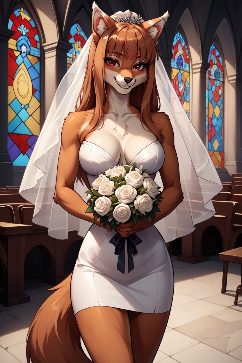 Standing In Front Of A Church, Medium Breasts, Medium Ass Furry AI Porn