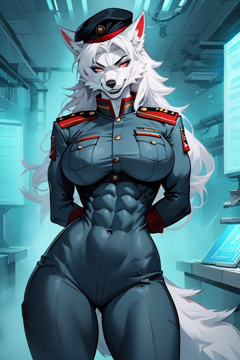 Wolf, Massive Breast, Form Fitting Clothes Furry AI Porn