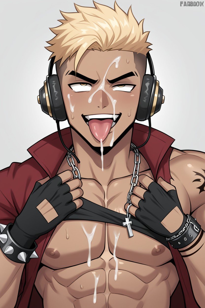 Ahegao, Ekko, Cheveux BlondPorno IA Gay