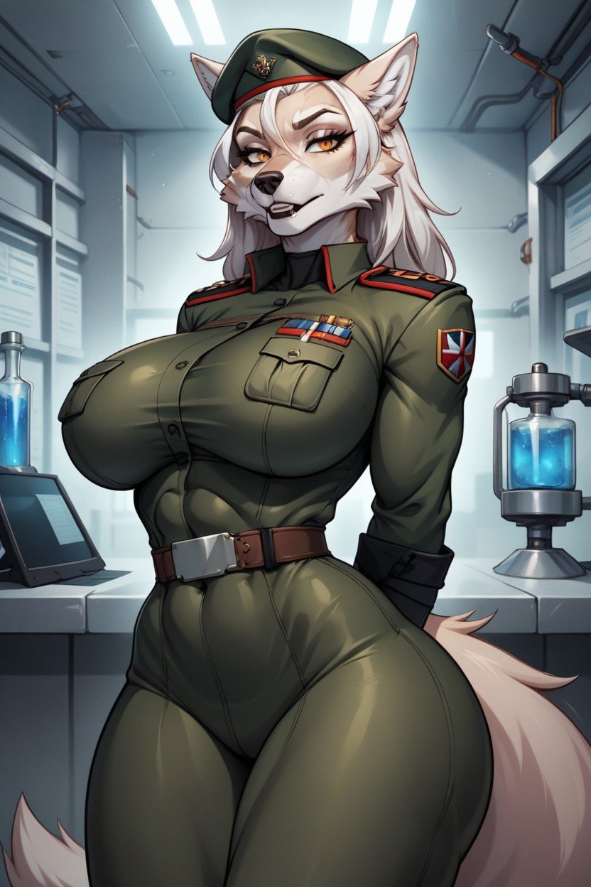 Lab, Massive Breast, Beret Furry AI Porn