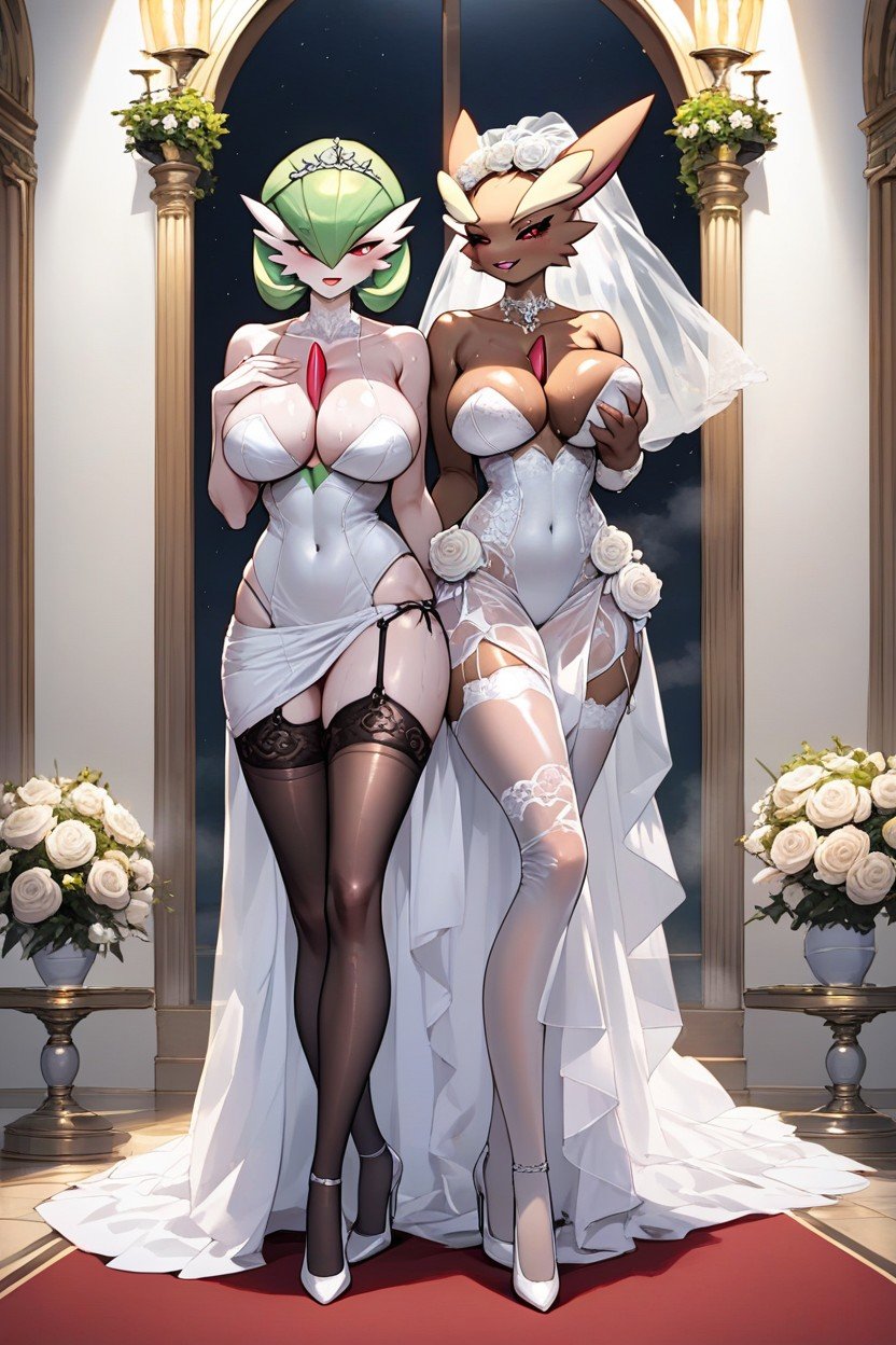 Wedding Dress, Standing, Perfect Body Shemale AI Porn