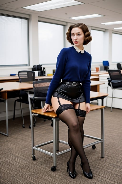 Office, Woman, Bouffant Hairstyle Hentai AI Porn