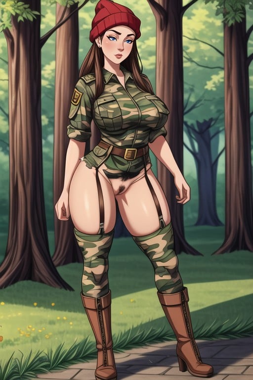 Full Bush, Wearing Load Bearing Equipment Harness And Belt, 30+Porno IA Hentai