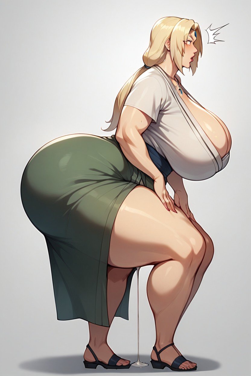 Milf Tsunade From Naruto, Breasts Hanging Out Of Clothes, 50+ Hentai IA pornografia