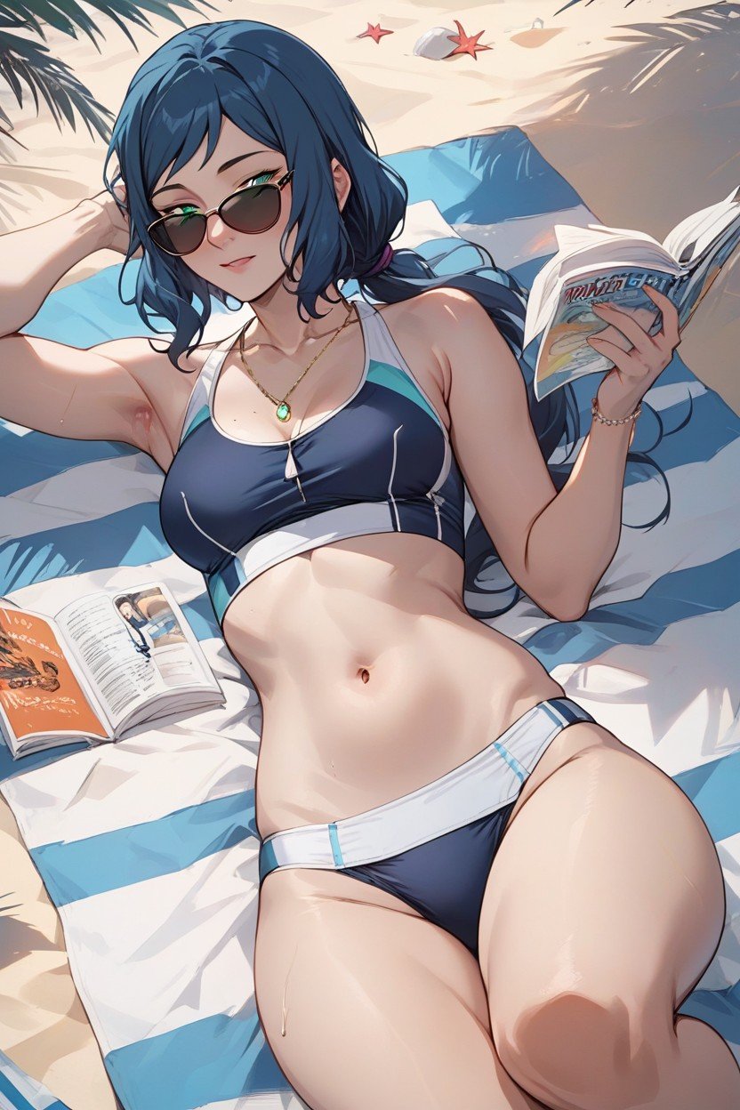 Looking Over Her Shoulder, Beach, Iori Rinko Hentai AI Porn