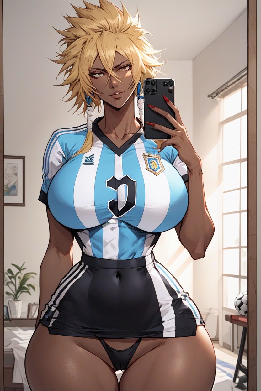 Jogador De Futebol, Argentina, Black Waist High Thong Hentai IA pornografia