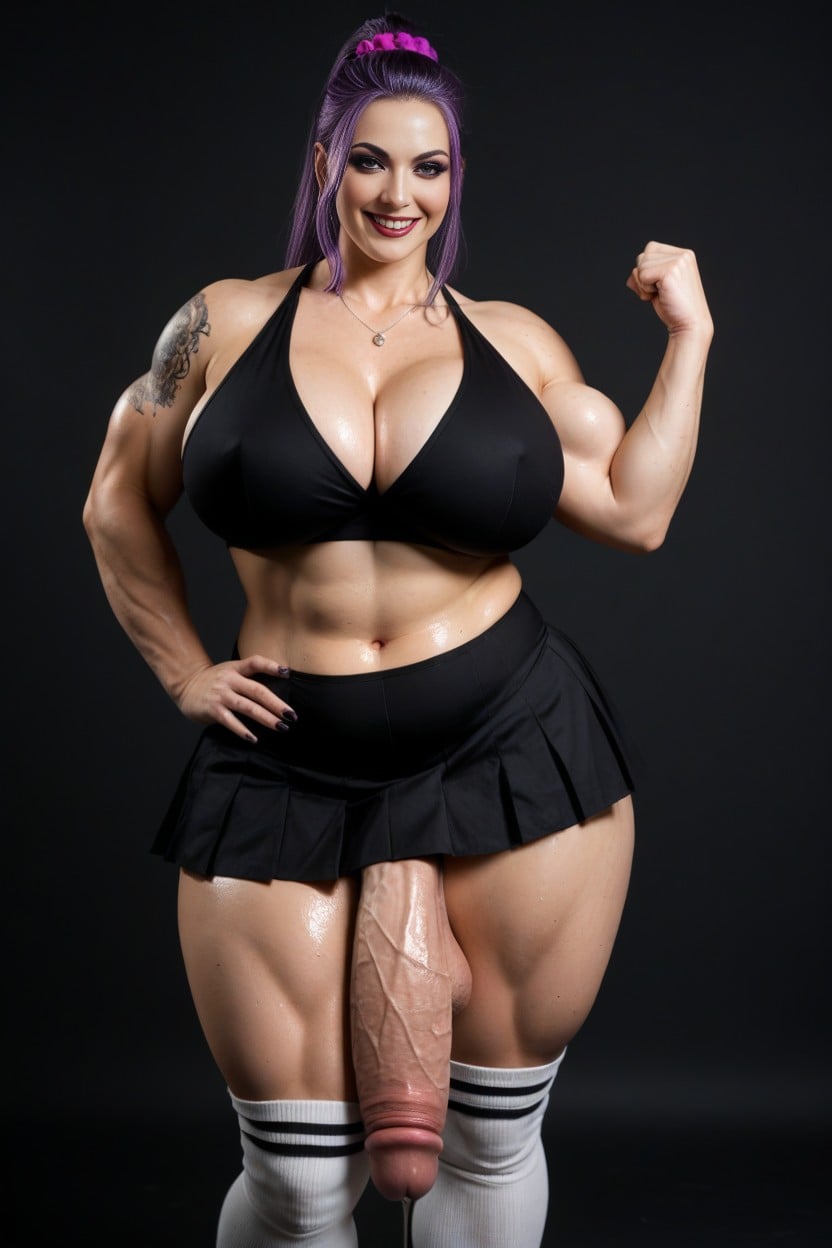 Ultra Wide Hips, Excessively Large Balls, Stunningly Perfect Goth Cutie Face AI Porn
