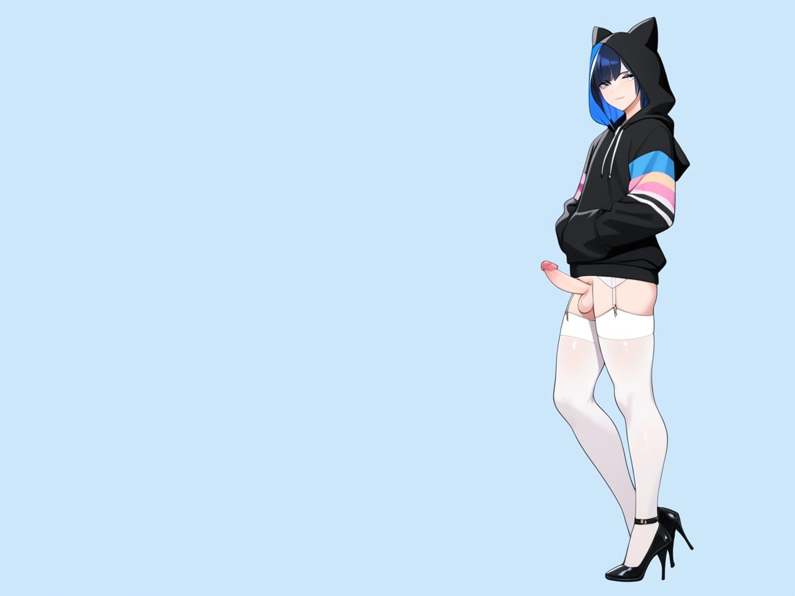 Male In Stocking And Heels, Pride Hoodie, 1人ニューハーフAIポルノ